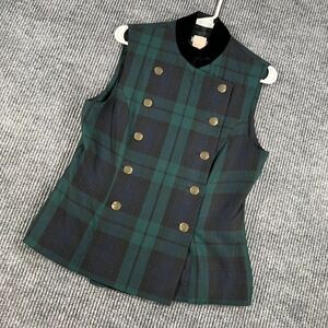 Ciel Bleu Sweater Vest Womens Small Blackwatch Plaid Double Breasted Classic